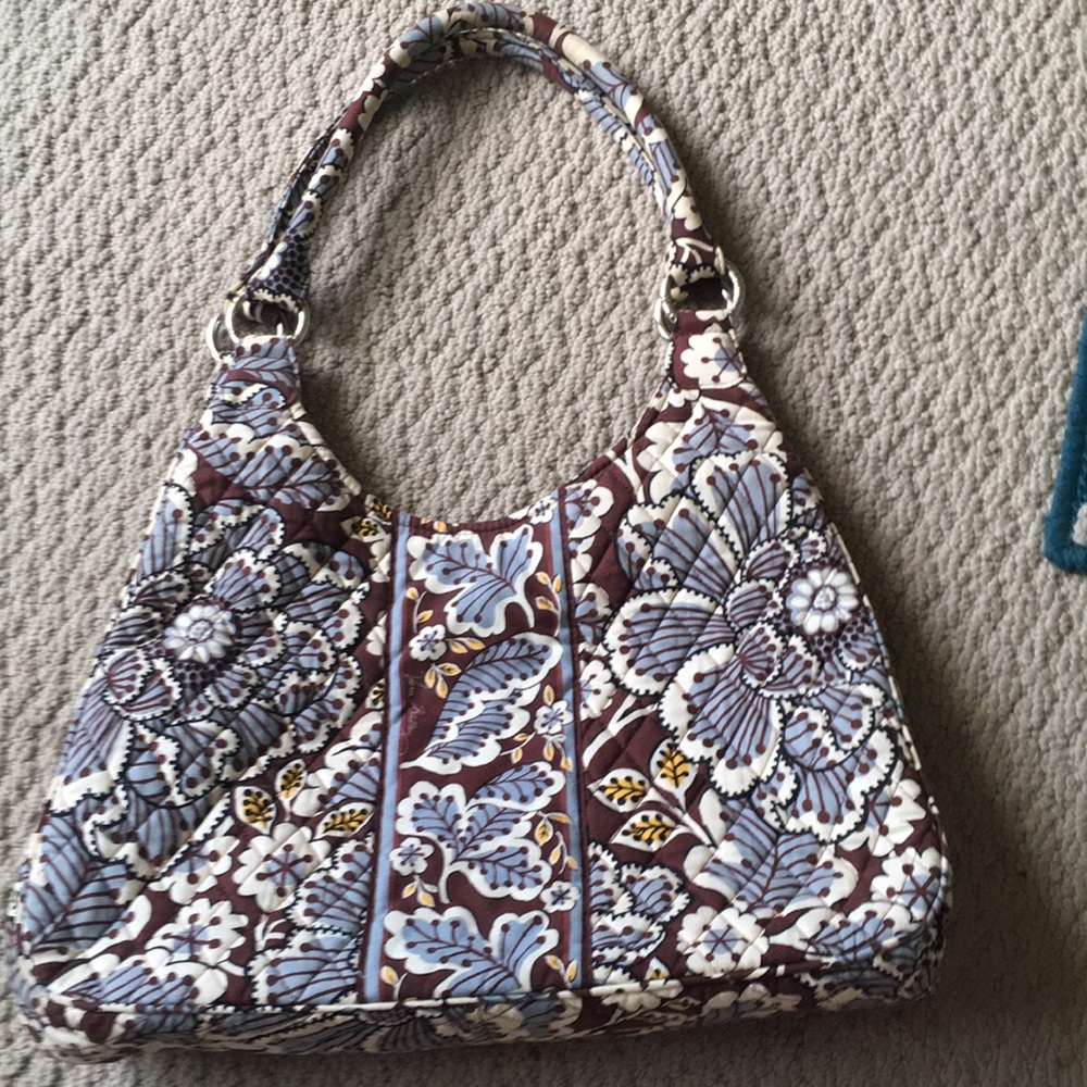 EUC Vera Bradley Slate Blooms Hobo Handbag Purse